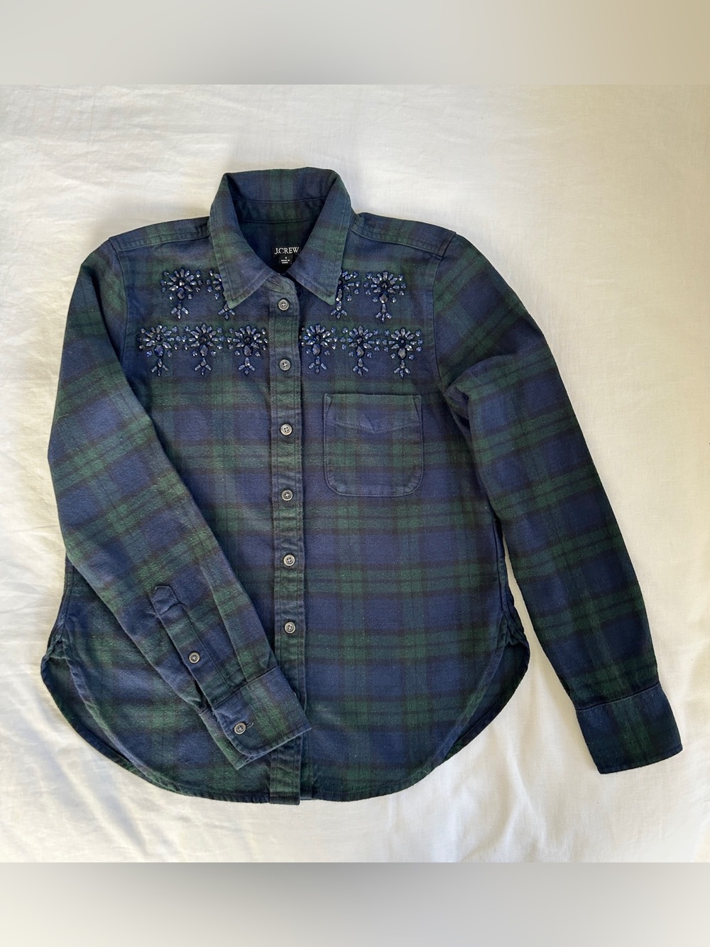 J.Crew Plaid Embellished Button Down - Size 4